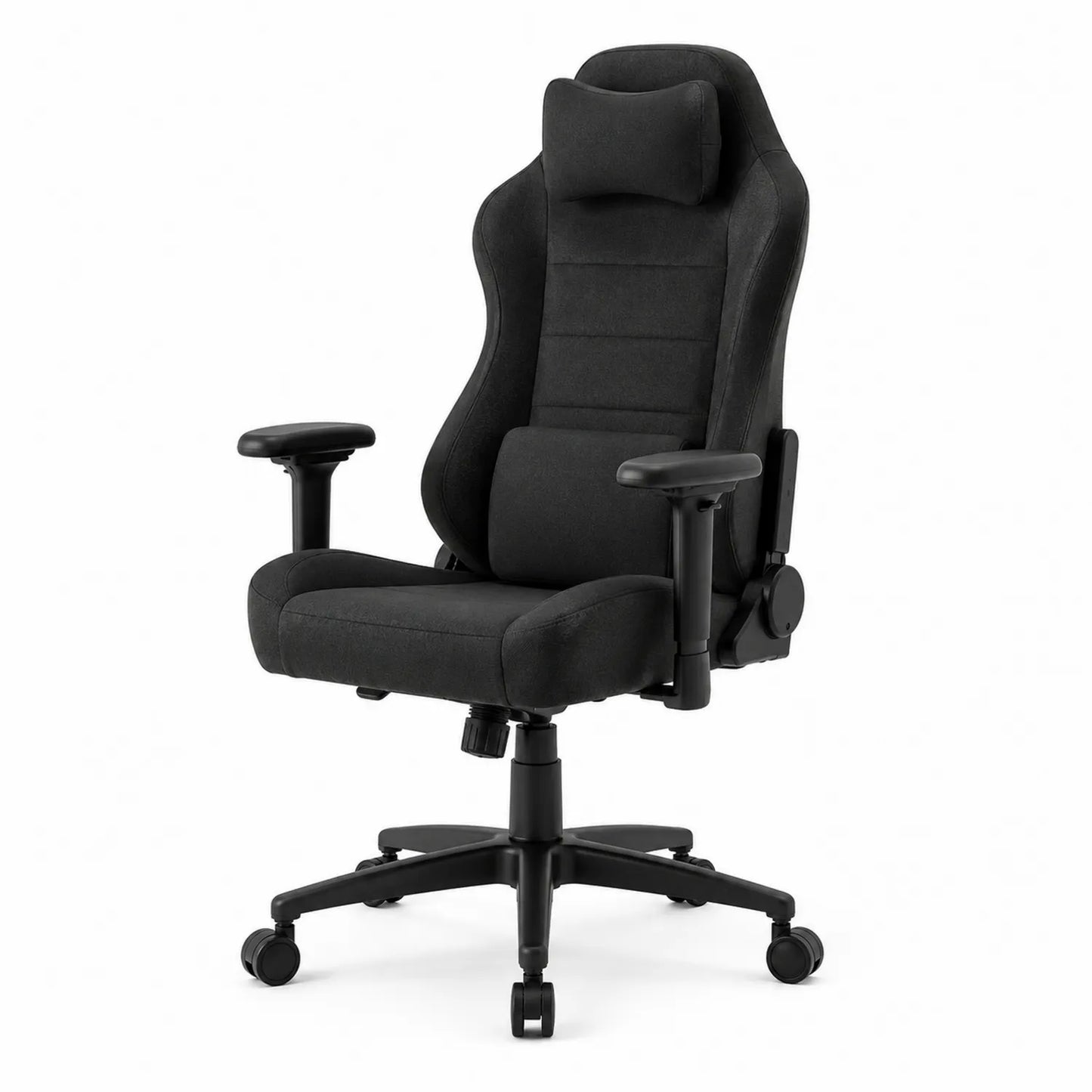 Ergonomischer Gamer-Stuhl Stoff Schwarz höhenverstellbar