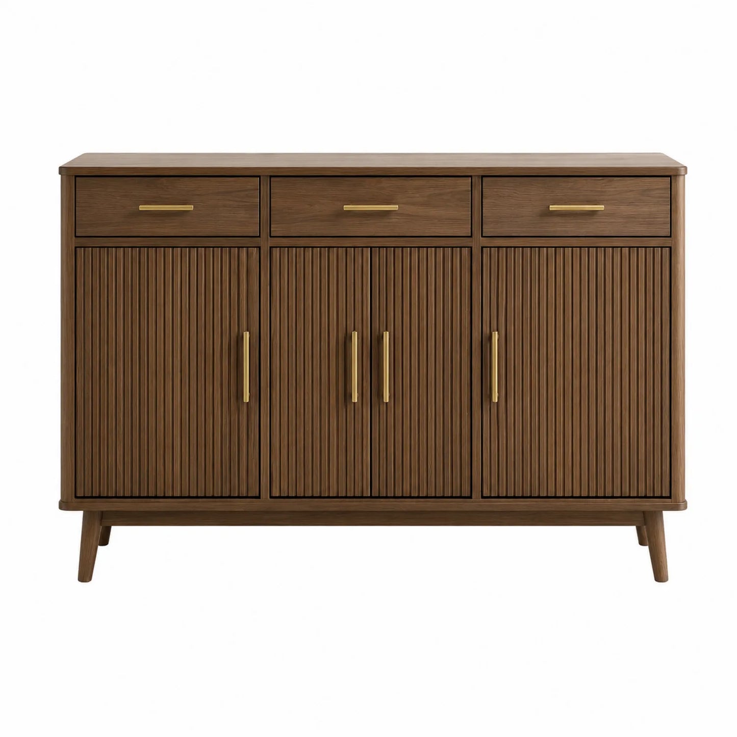 Sideboard Eiche Massivholz Braun mit Metallgriffen