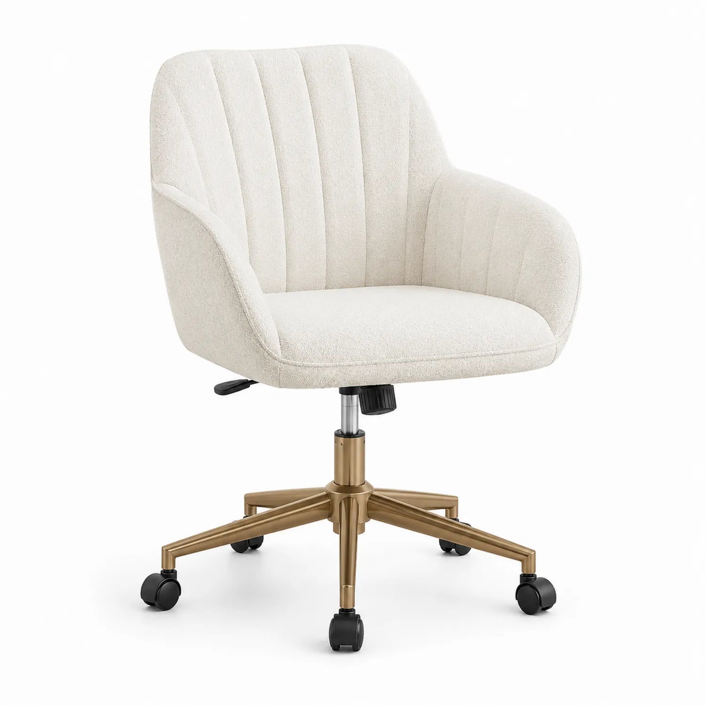 Bürostuhl Polyester Beige mit Armlehnen und Aluminiumfußkreuz