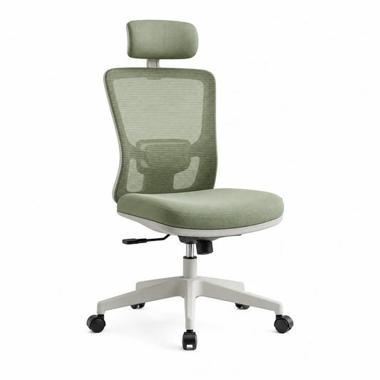 Bürostuhl mit Netzrückenlehne und Kopfstütze, Polyester Grün