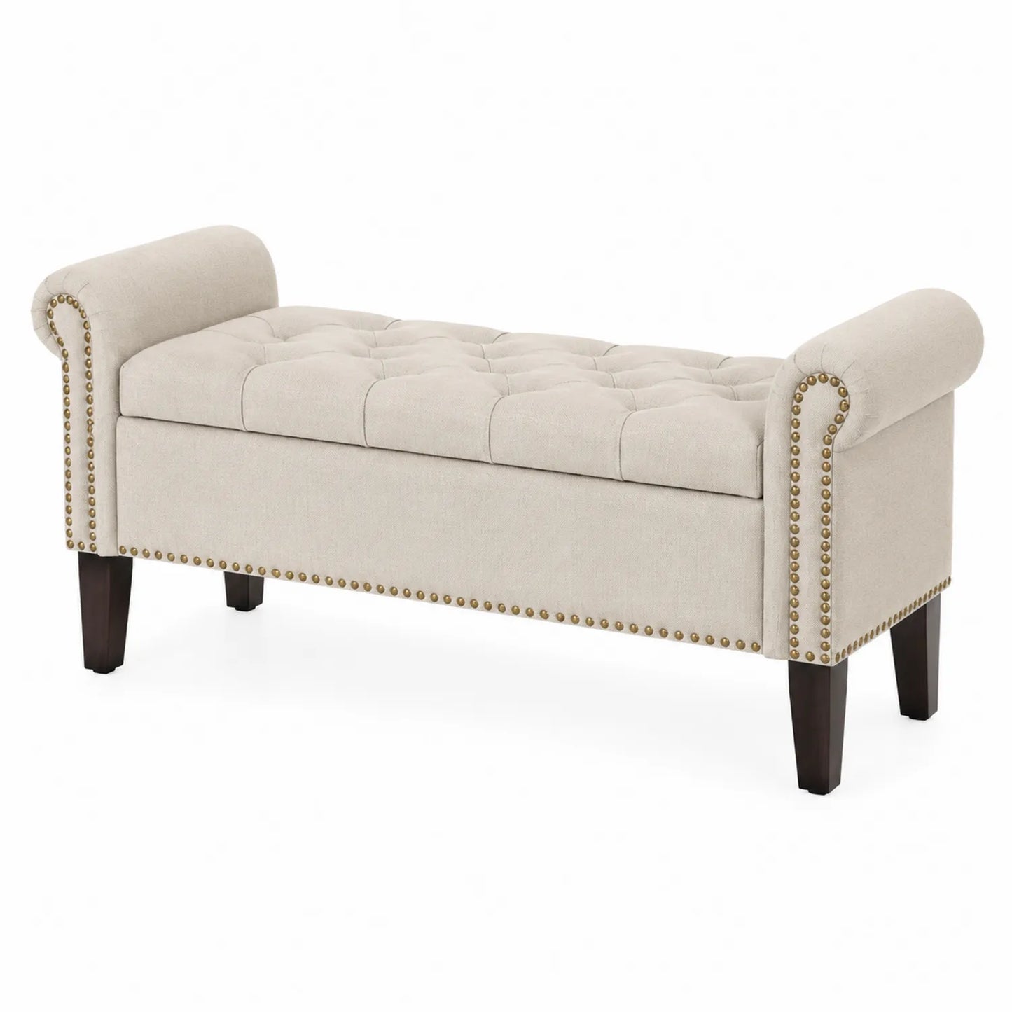 Polsterbank Leinen Beige mit Stauraum