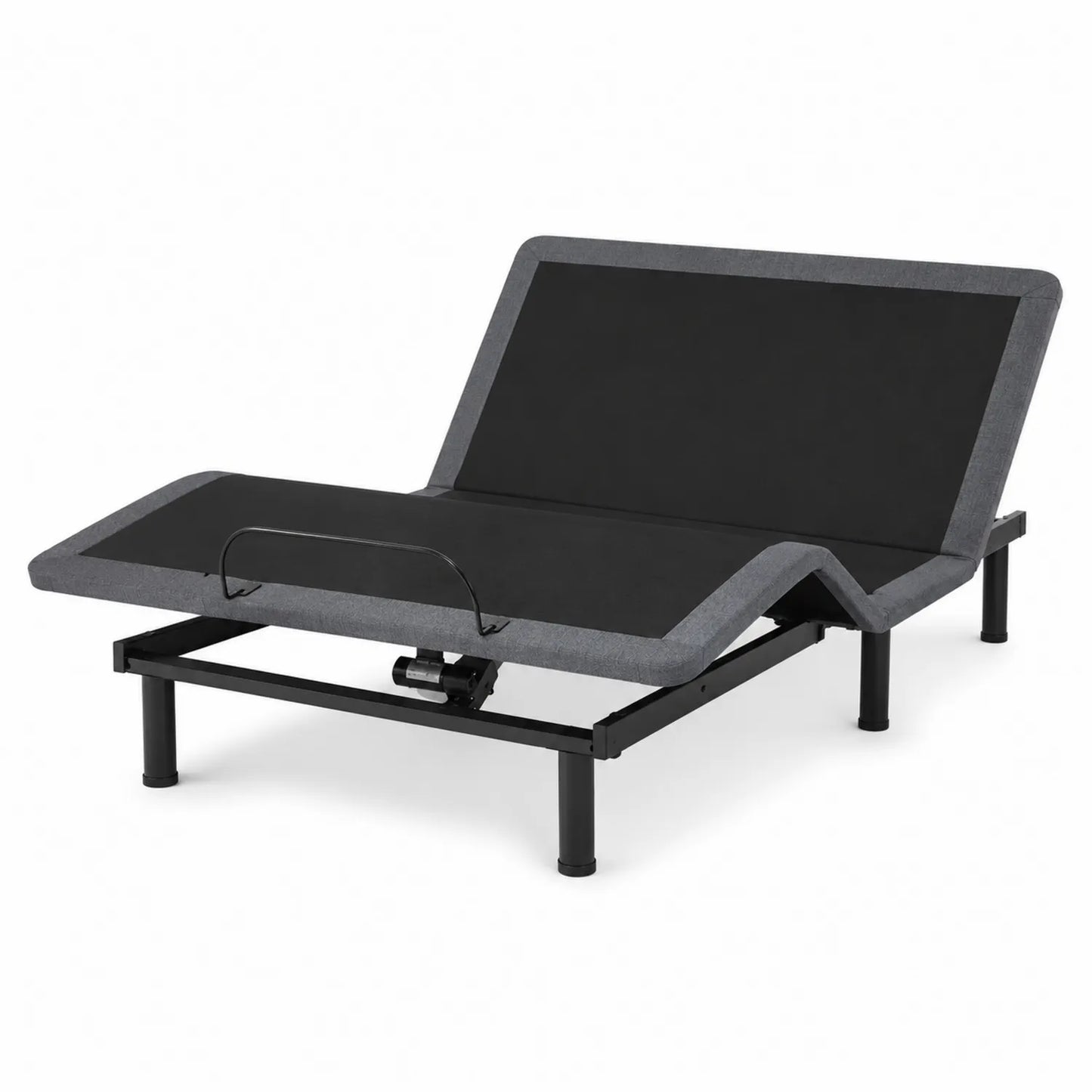 Elektrisch verstellbares Bettgestell aus Metall und Stoff, Grau/Schwarz, 200x90 cm