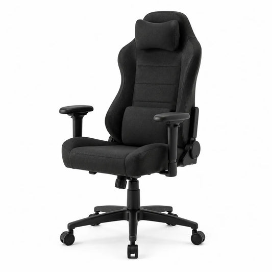 Ergonomischer Gamer-Stuhl Stoff Schwarz höhenverstellbar