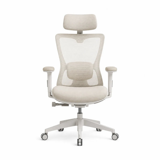Ergonomischer Bürostuhl aus Netzstoff Beige Höhenverstellbar