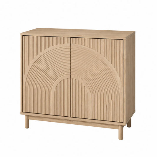 Sideboard aus Eichenholz mit geometrischem Muster, Natur