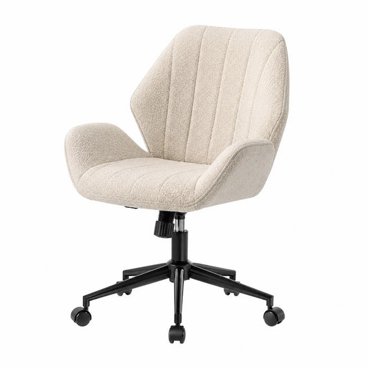 Bürostuhl mit Armlehnen, Polyester, Beige, Höhenverstellbar