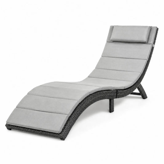 Gartenliege PE-Rattan Grau