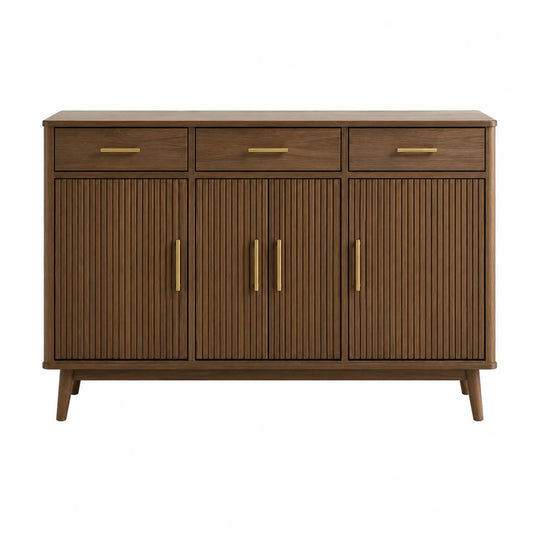 Sideboard Eiche Massivholz Braun mit Metallgriffen