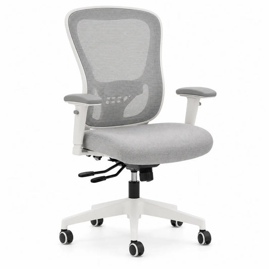 Ergonomischer Bürostuhl Netzrücken Stoff Grau Höhenverstellbar
